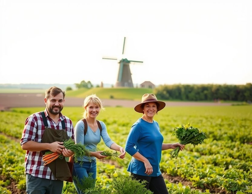 Farmers tending to crops at Play Lape Farm, an organic farm Laren