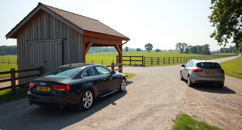 Spacious parking area at Play Lape Farm